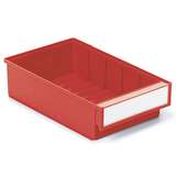 Storage Shelf Poly Bin and Label with Shield, Red, 11.81 x 7.32 x 3.22”, Case of 15 Bins redirect to product page